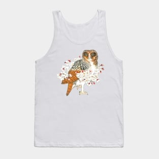 Owl and Cherry Flowers Tank Top